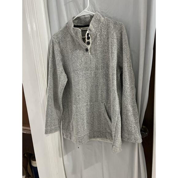 Orvis Black White 1/4 Button Pullover Sweatshirt Sz M Men’s - Picture 1 of 5